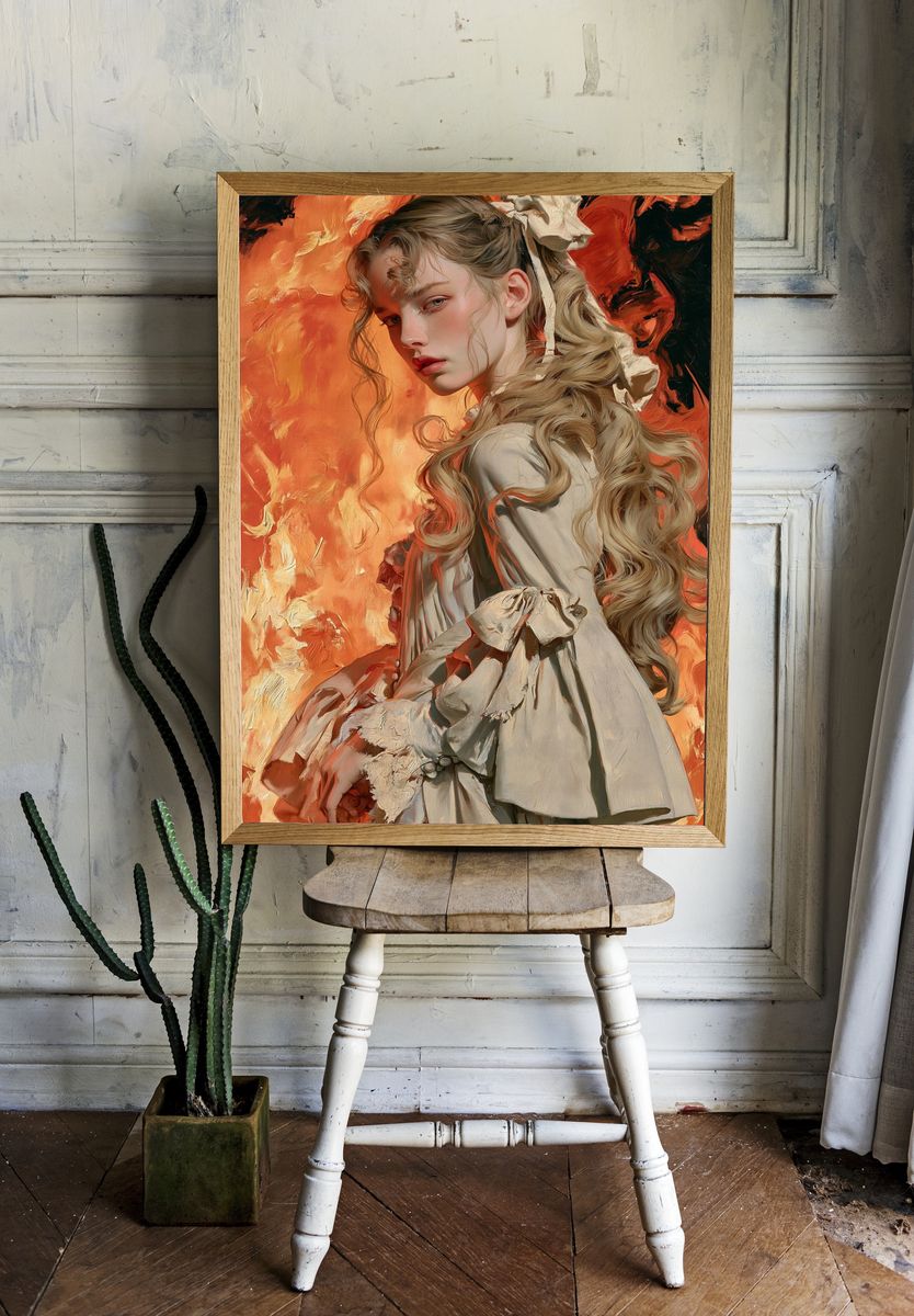 Baroque Portrait in Flame Poster. — room view 1