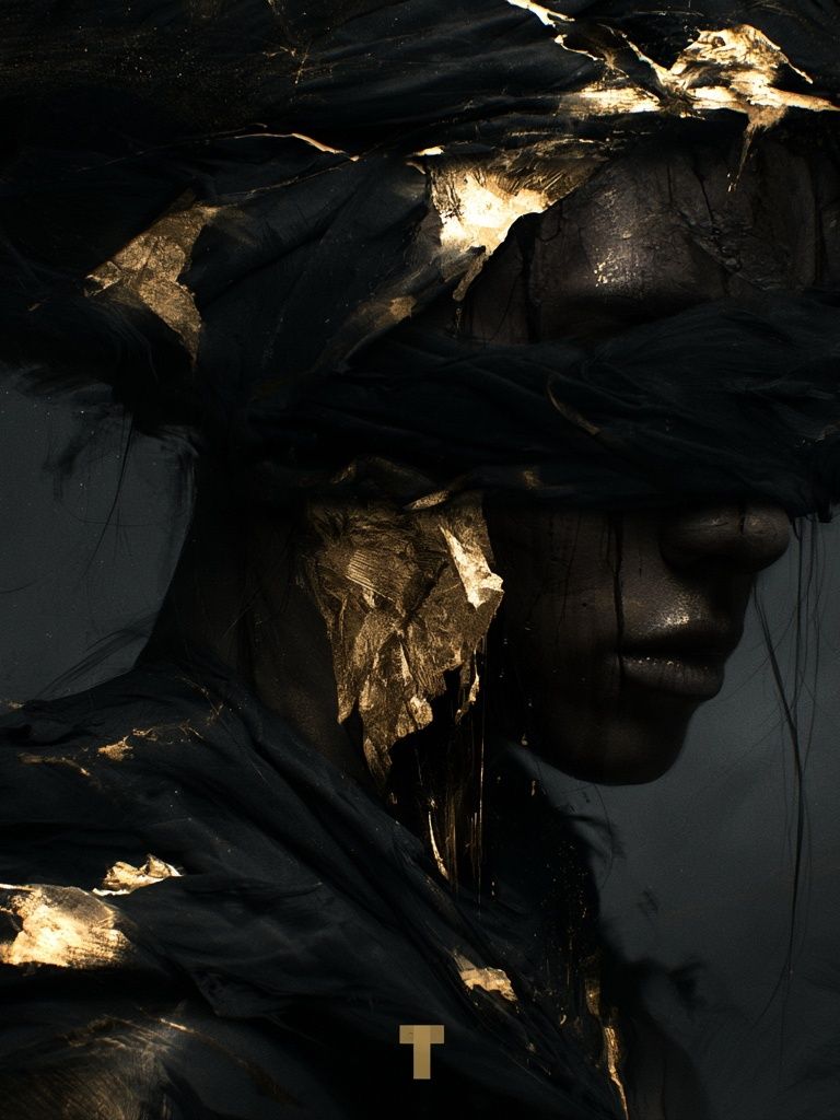 Gilded Shadow Portrait Print. poster — fine-art art