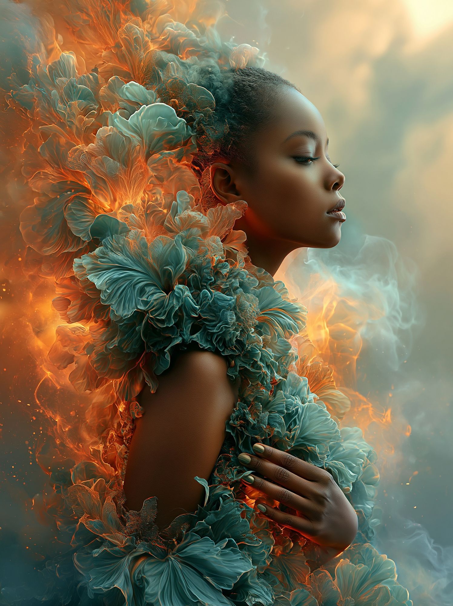 Dreamlike Floral Portrait Print. poster detail