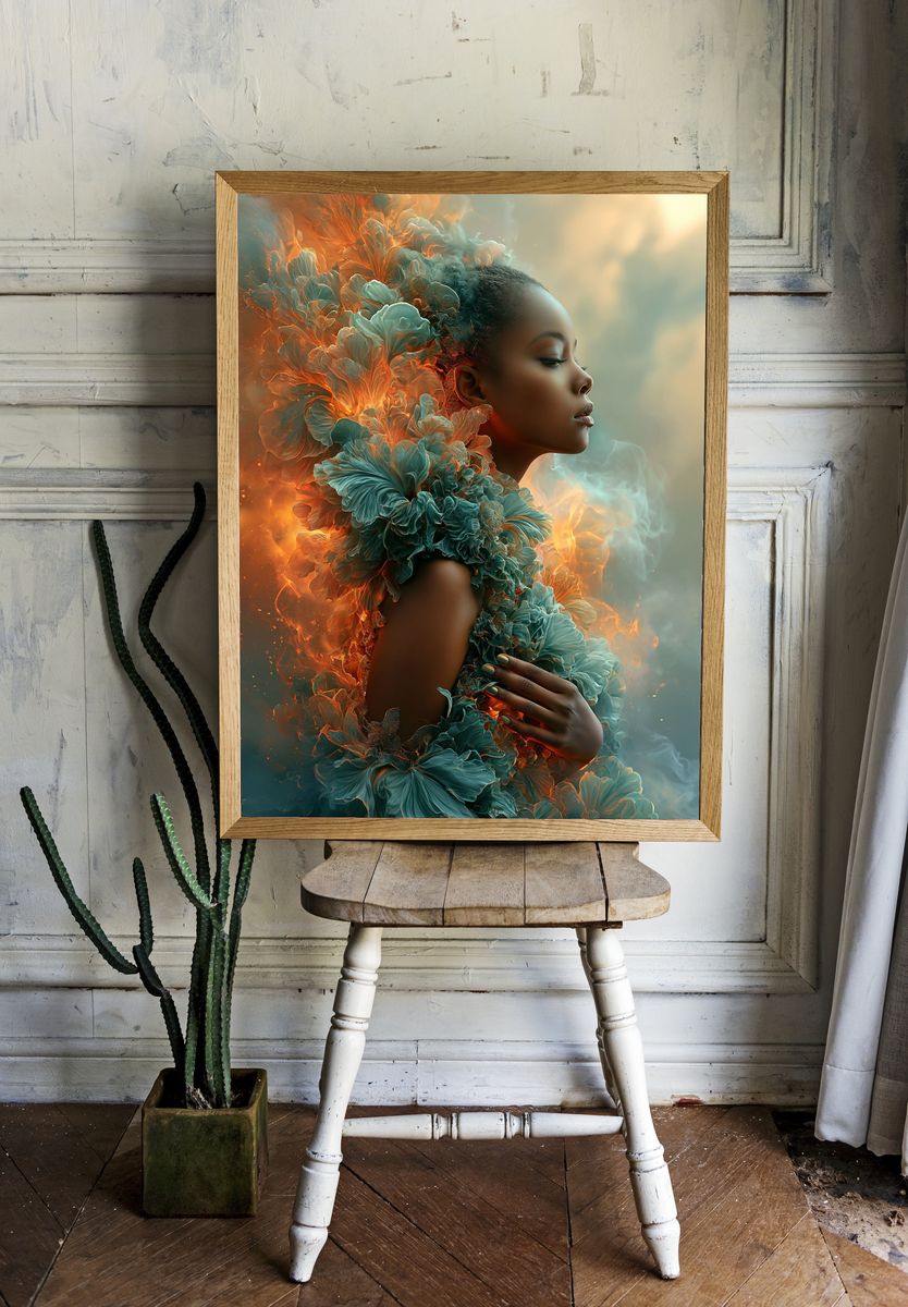 Dreamlike Floral Portrait Print. — room view 1