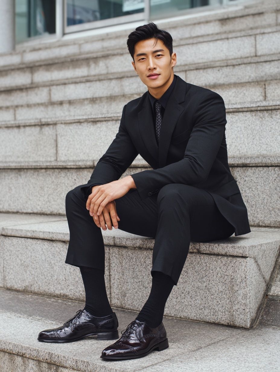 Elegant Black Suit Portrait Print. poster — photography art