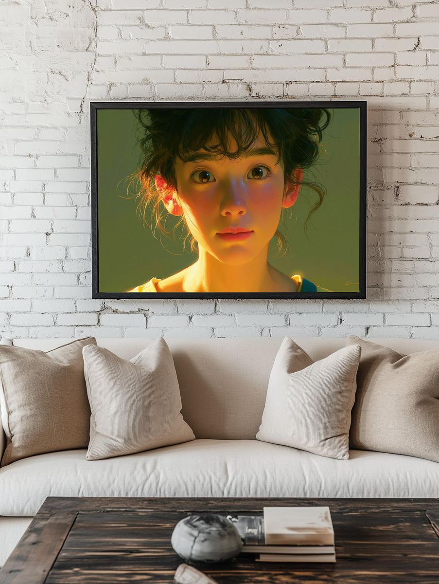 Curious Girl Portrait Print. — room view 1