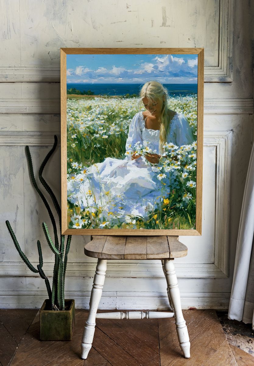 Daisy Meadow by the Sea Poster. — room view 1
