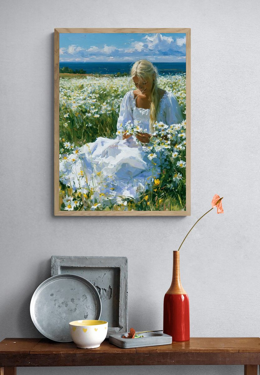 Daisy Meadow by the Sea Poster. — room view 3