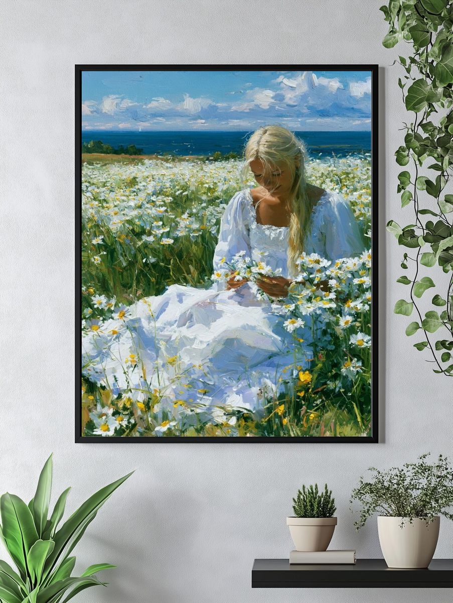 Daisy Meadow by the Sea Poster. — room view 4