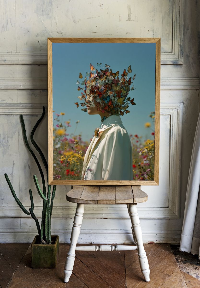 Butterfly Bloom Portrait Print room preview