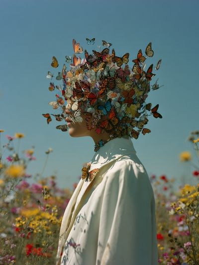 Butterfly Bloom Portrait Print. poster