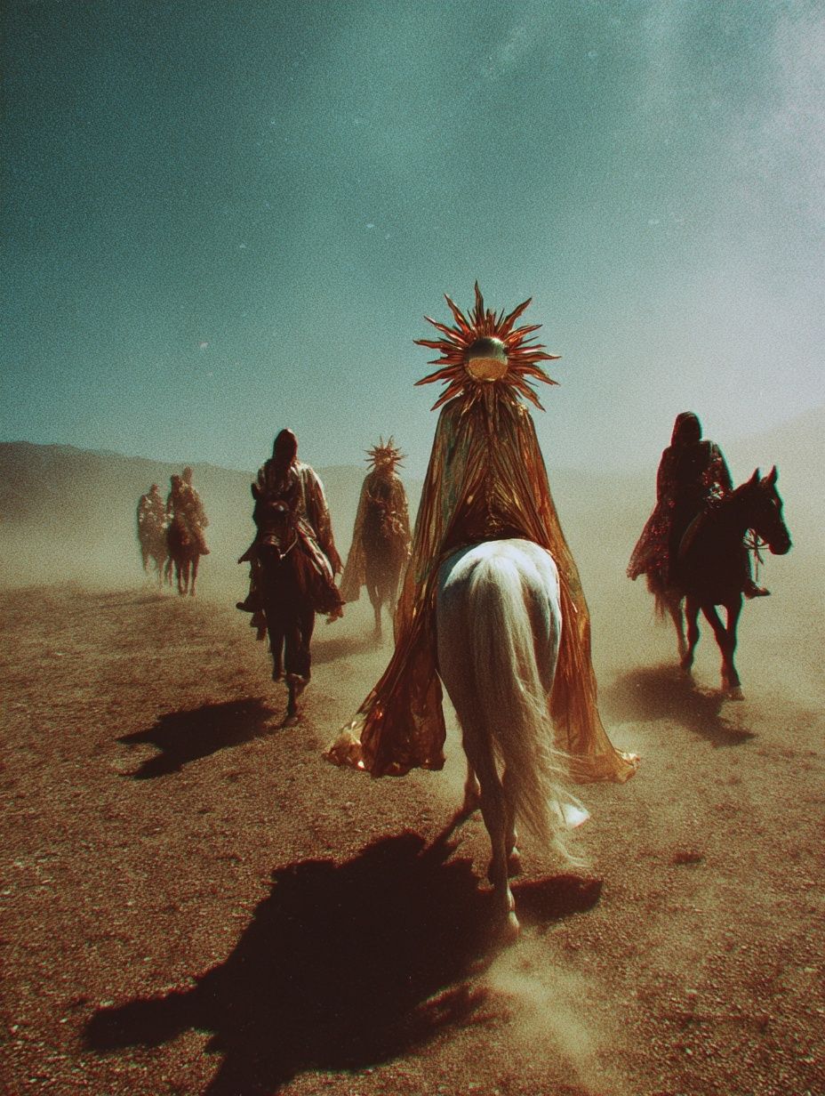 Mystical Riders in Desert — Fine Art Print. poster detail