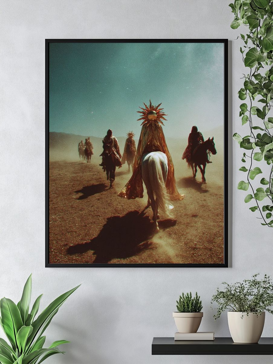 Mystical Riders in Desert — Fine Art Print. — room view 4