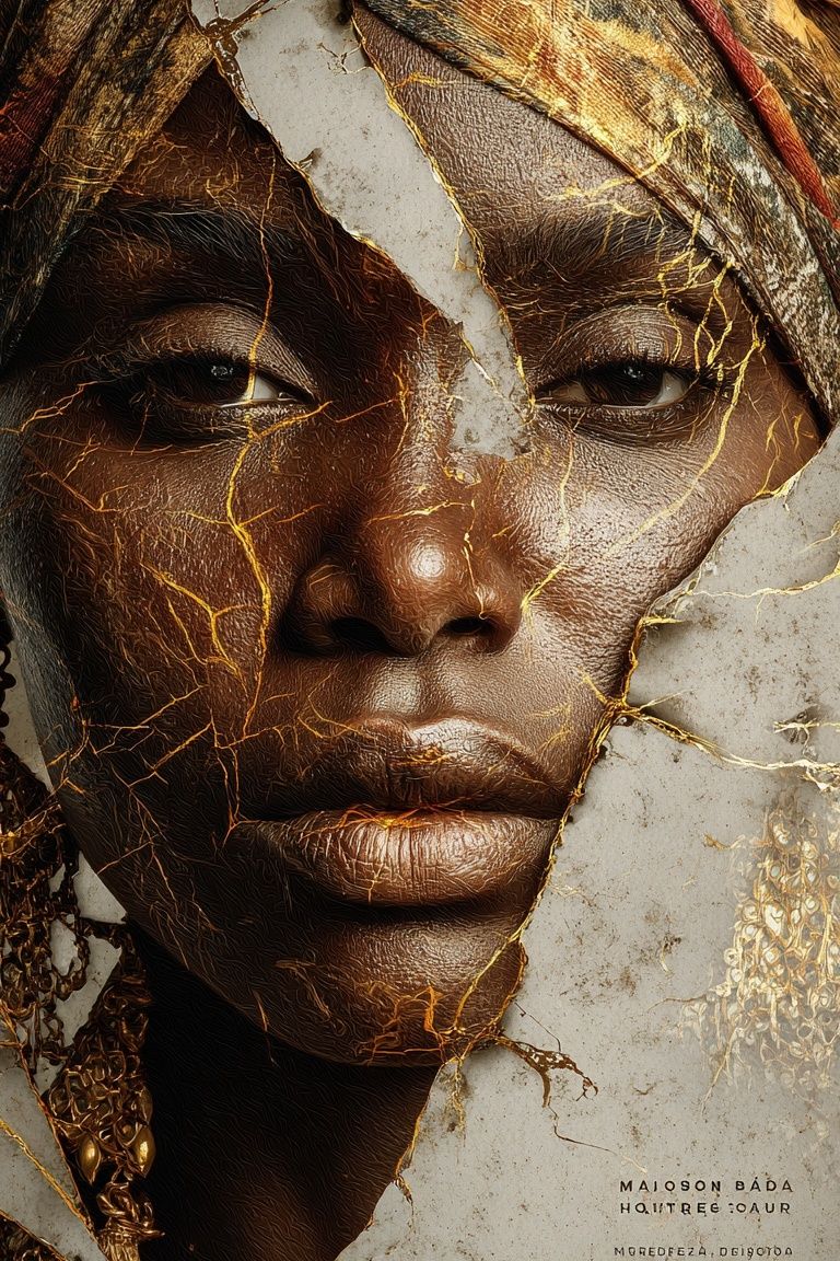 Golden Portrait Collage Print. poster — fine-art art