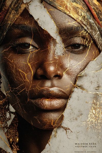 Golden Portrait Collage Print. poster print