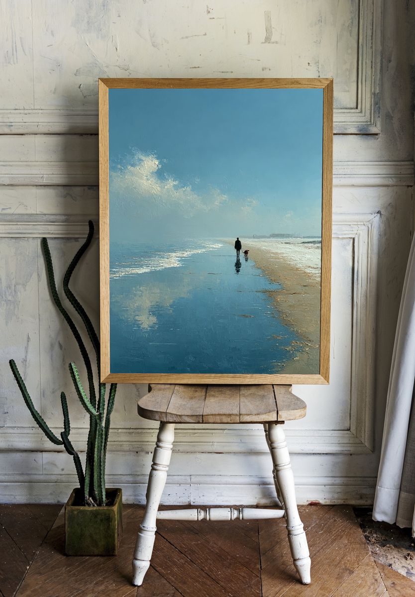 Solitary Beach Walk Painting Poster. — room view 1