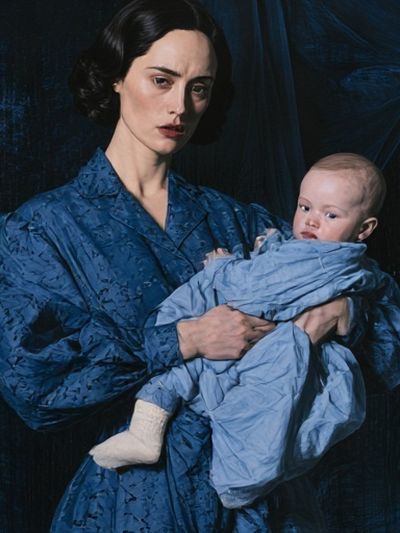 Mother and Baby Portrait Print. poster