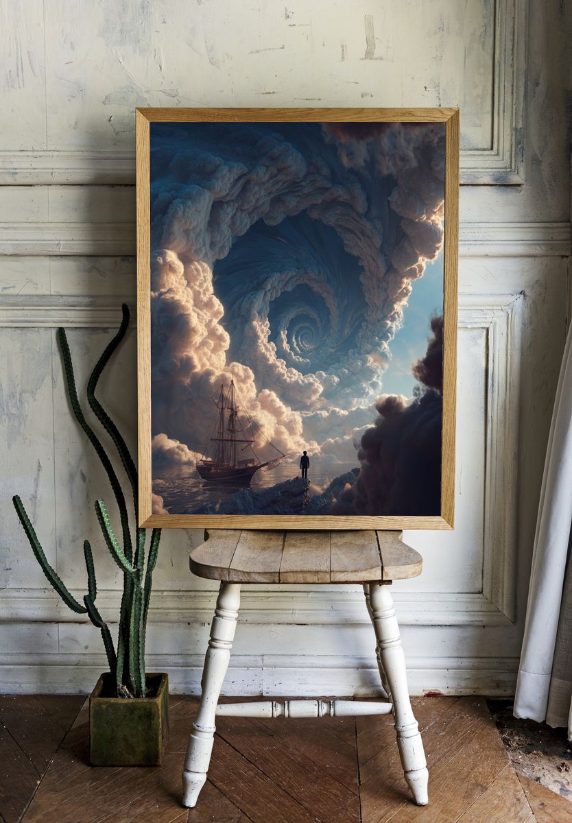 Surreal Cloud Spiral — Fine Art Print room preview