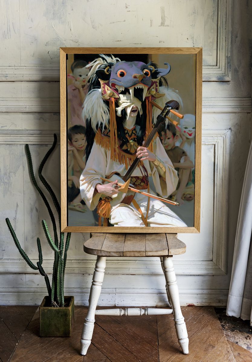 Masked Performer Fine-Art Poster. — room view 1