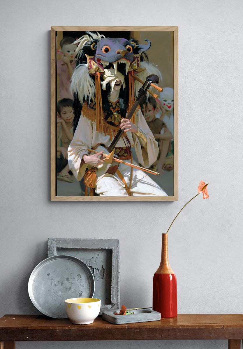 Masked Performer Fine-Art Poster. — room view 3