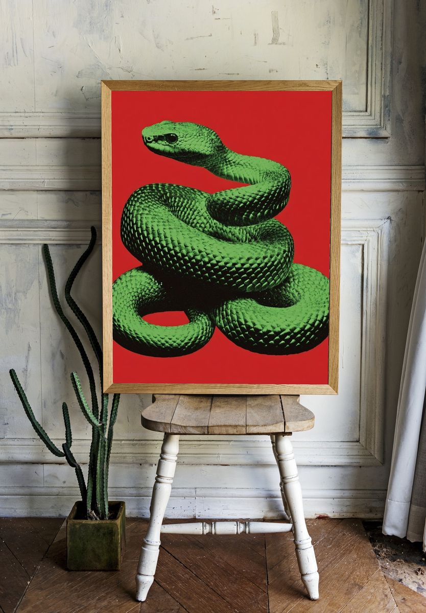 Green Snake Pop-Art Poster. — room view 1