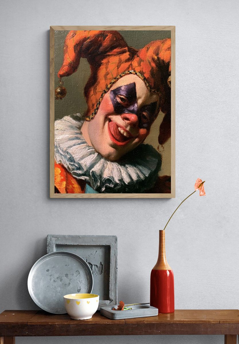 Harlequin Portrait Fine-Art Poster. — room view 3