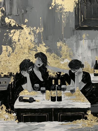 Champagne Dinner Party — Contemporary Print. poster
