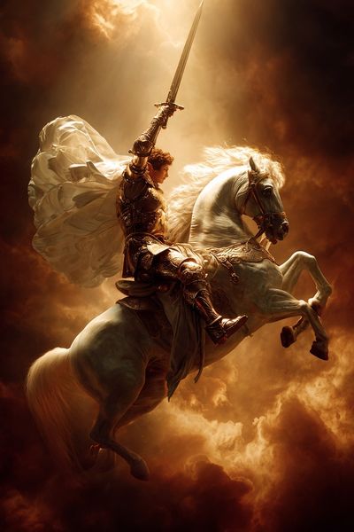 Heroic Knight on Horse — Fantasy Print. poster