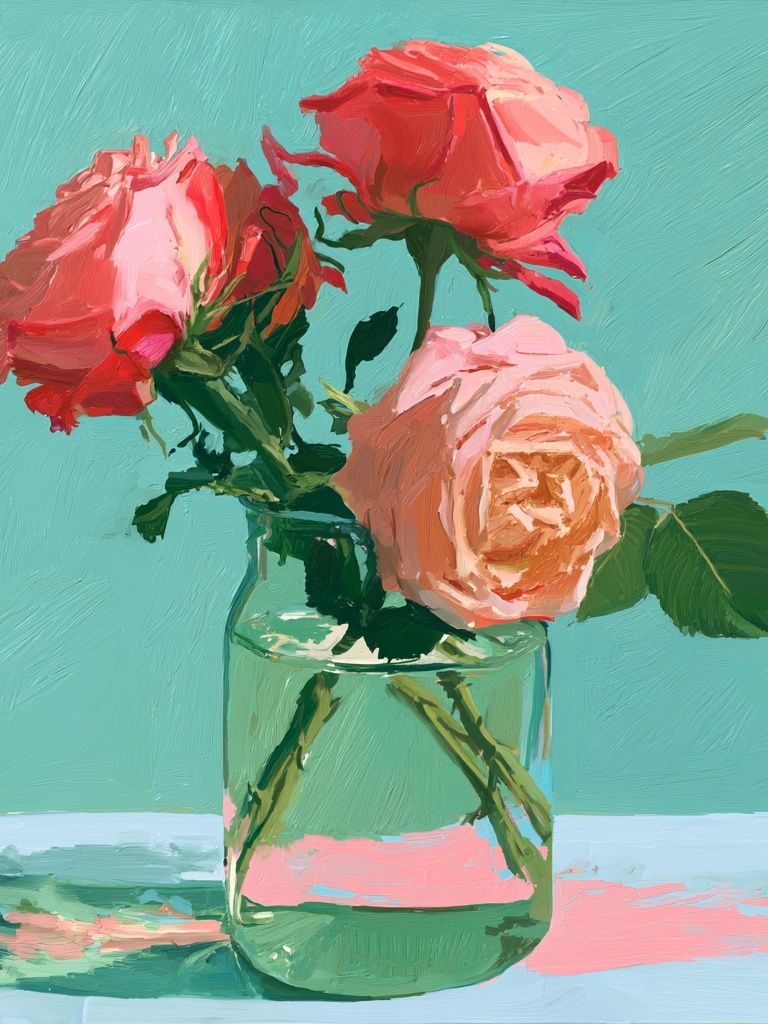 Pink Roses Still Life Poster. poster — fine-art art