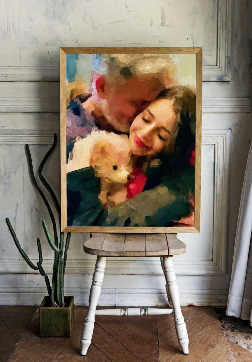 Mother and Child Oil Portrait Poster. room preview
