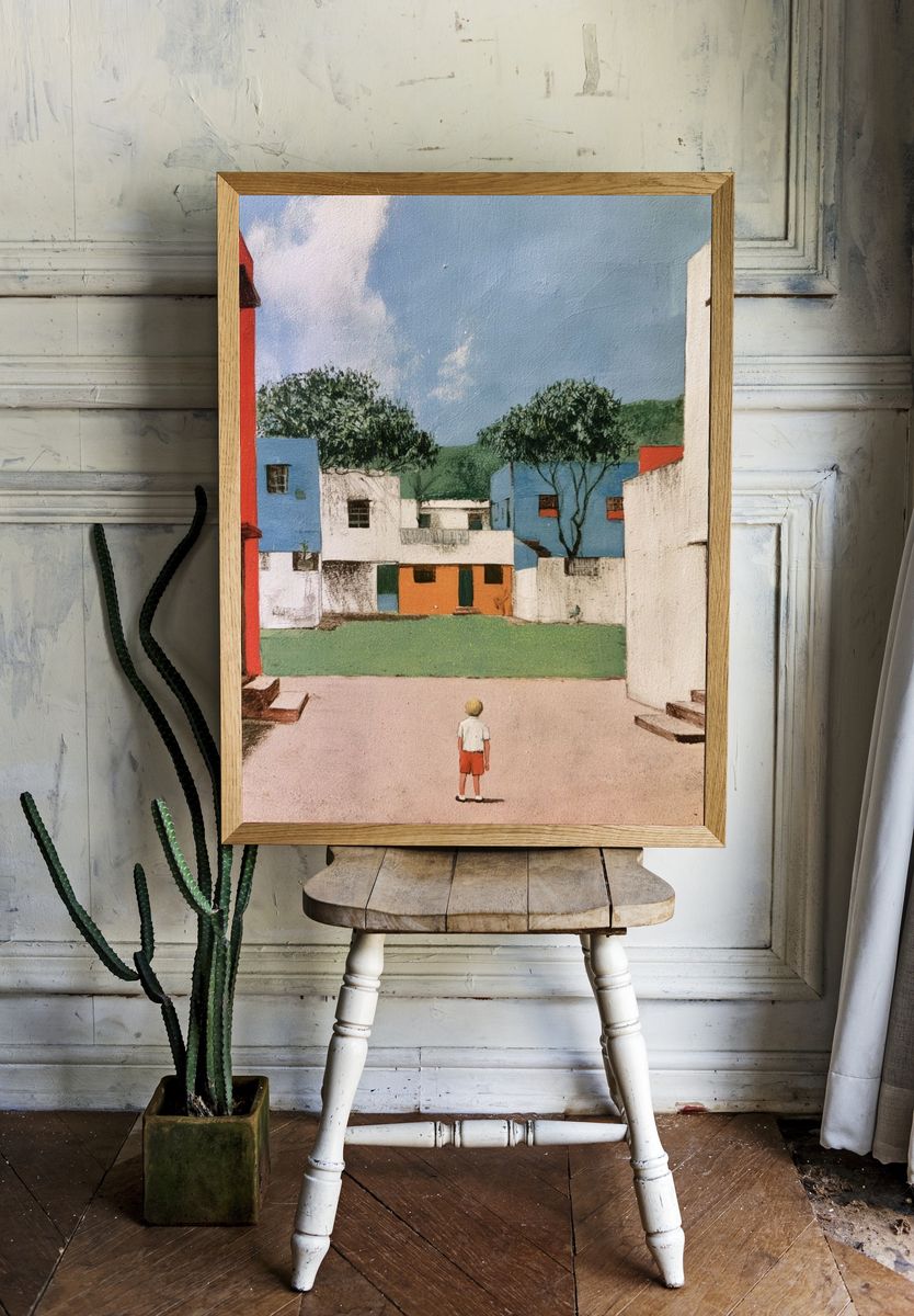 Village Courtyard Fine-Art Poster. room preview
