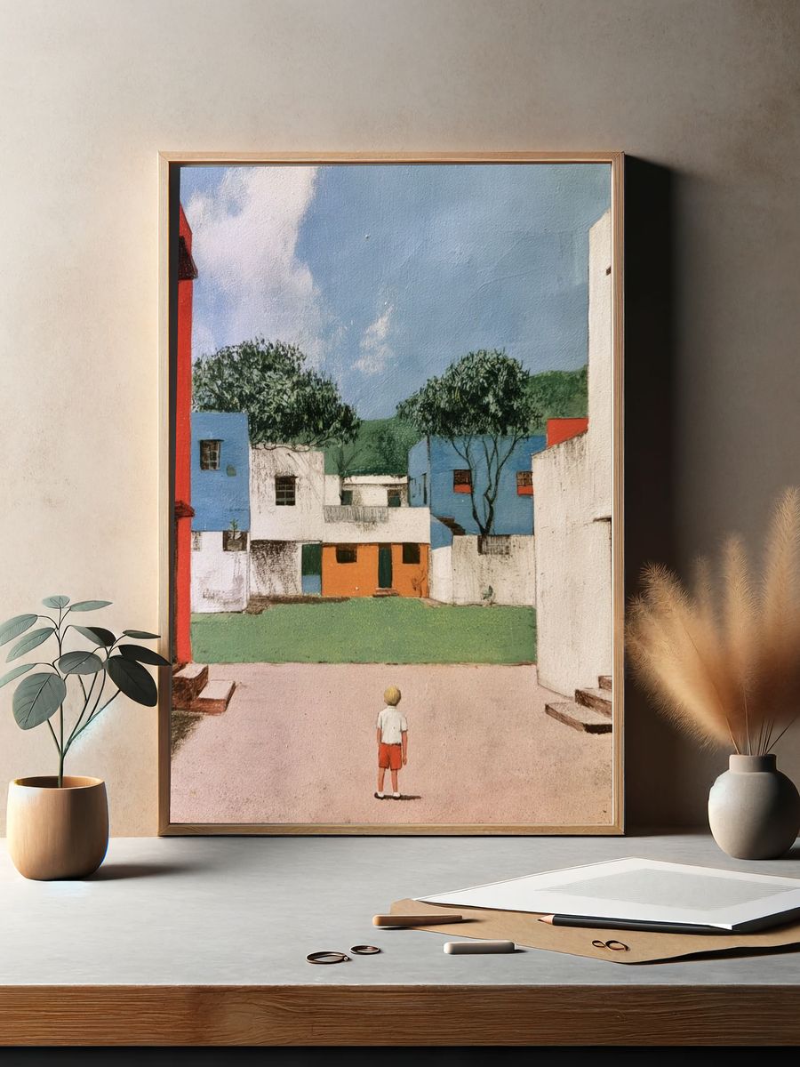 Village Courtyard Fine-Art Poster. — room view 2