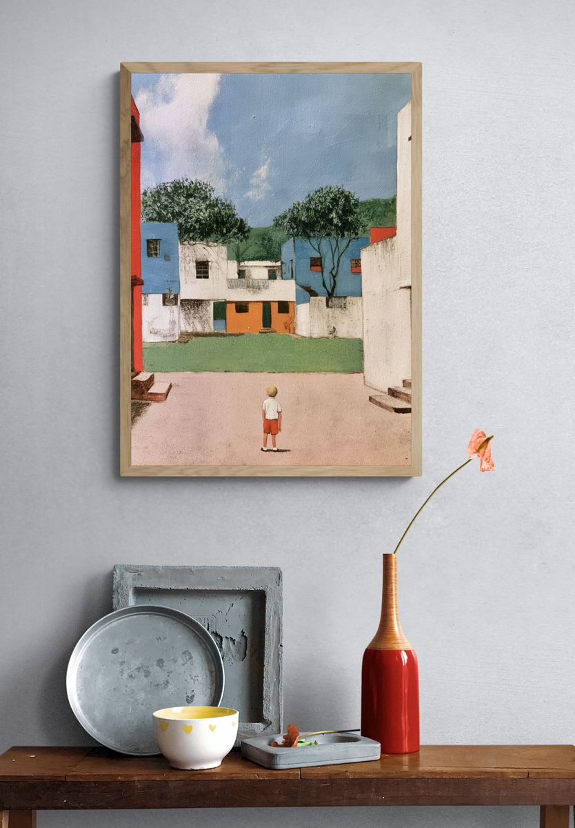 Village Courtyard Fine-Art Poster. — room view 3