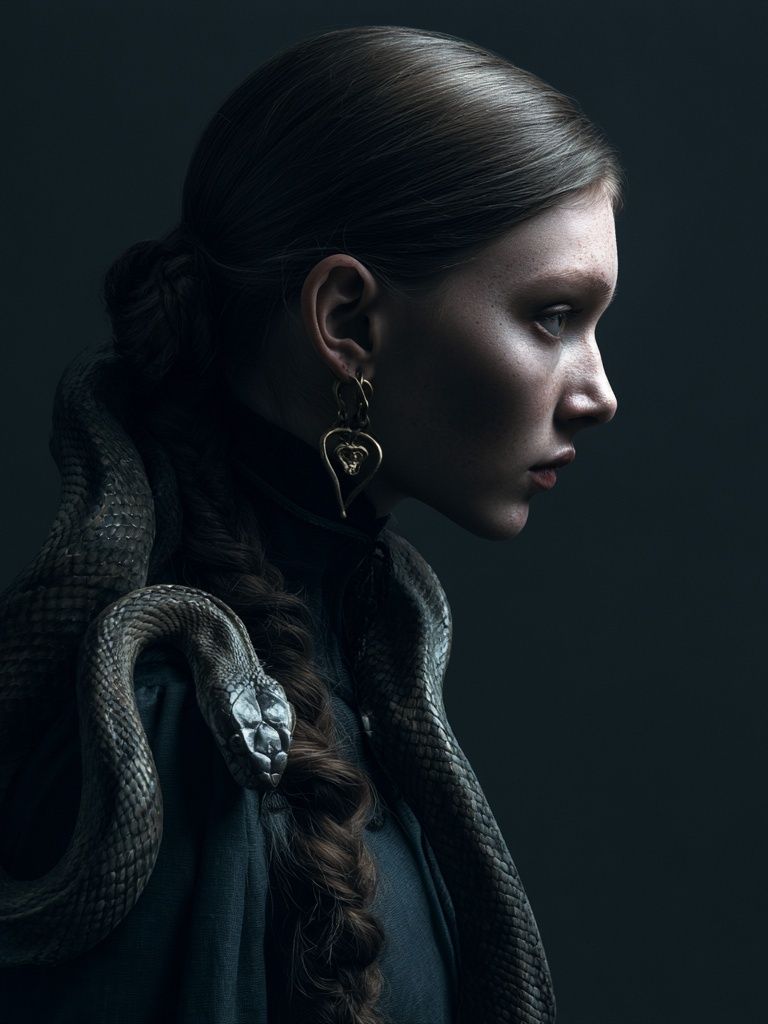 Serpent Portrait — Dark Fantasy Print. poster detail