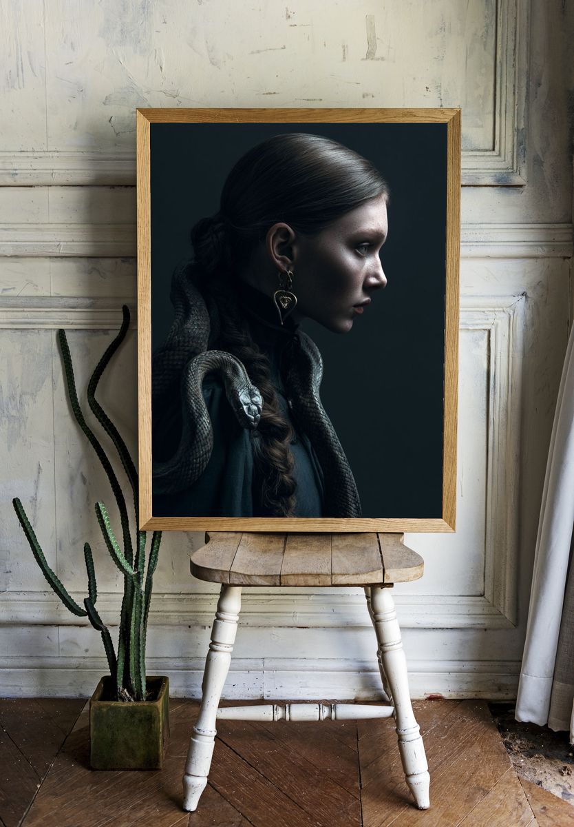 Serpent Portrait — Dark Fantasy Print. — room view 1