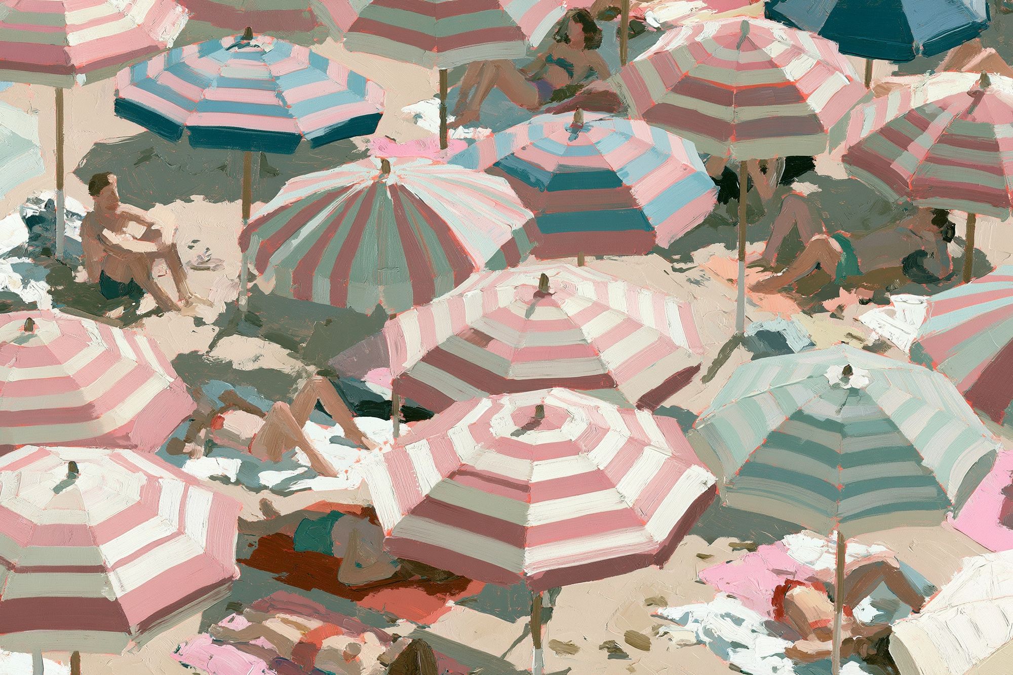Striped Beach Umbrellas Fine-Art Print. poster detail
