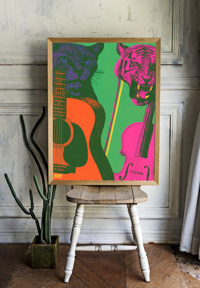 Rosin & Rust Pop Art Poster. room preview