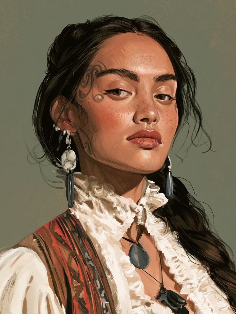 Tattooed Woman Portrait Print. poster detail