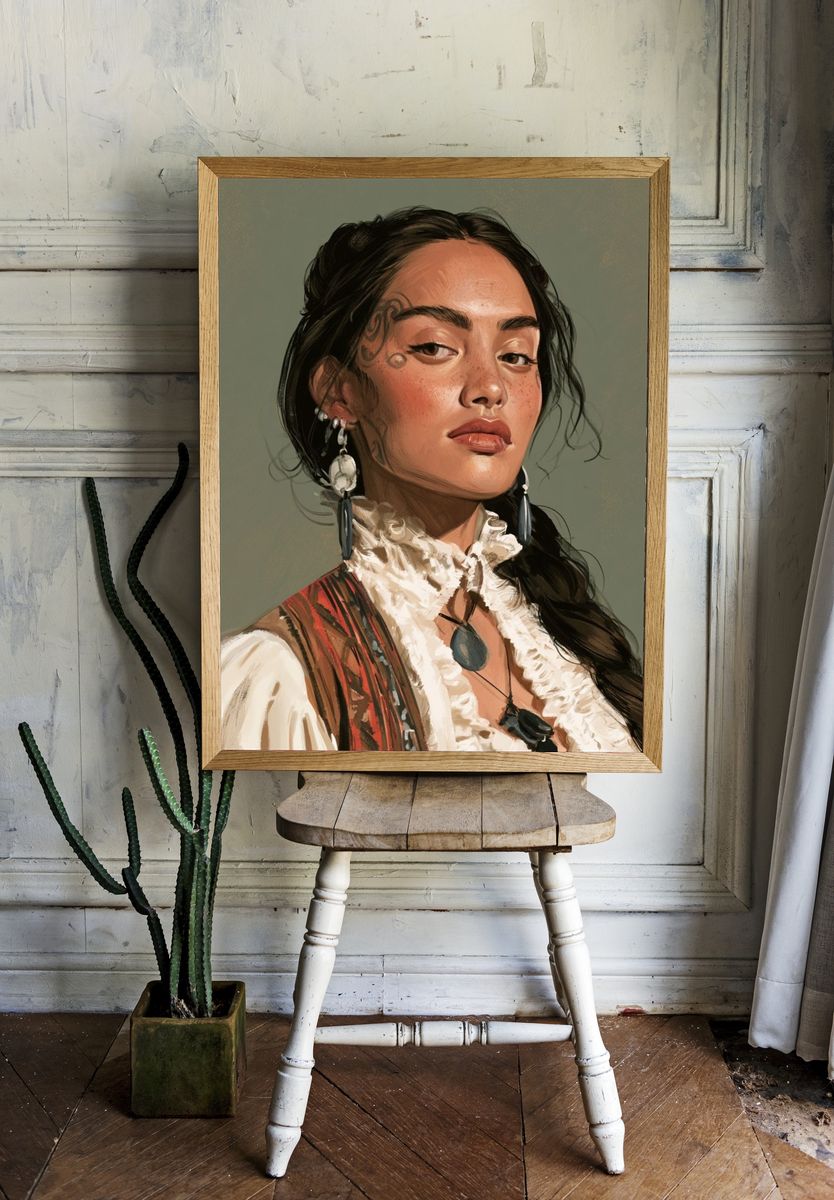 Tattooed Woman Portrait Print. — room view 1