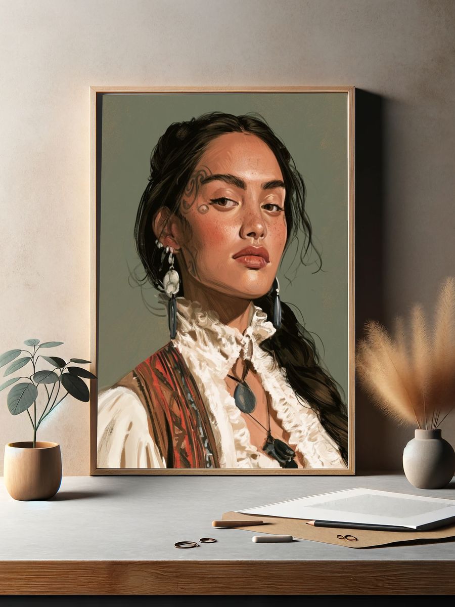 Tattooed Woman Portrait Print. — room view 2