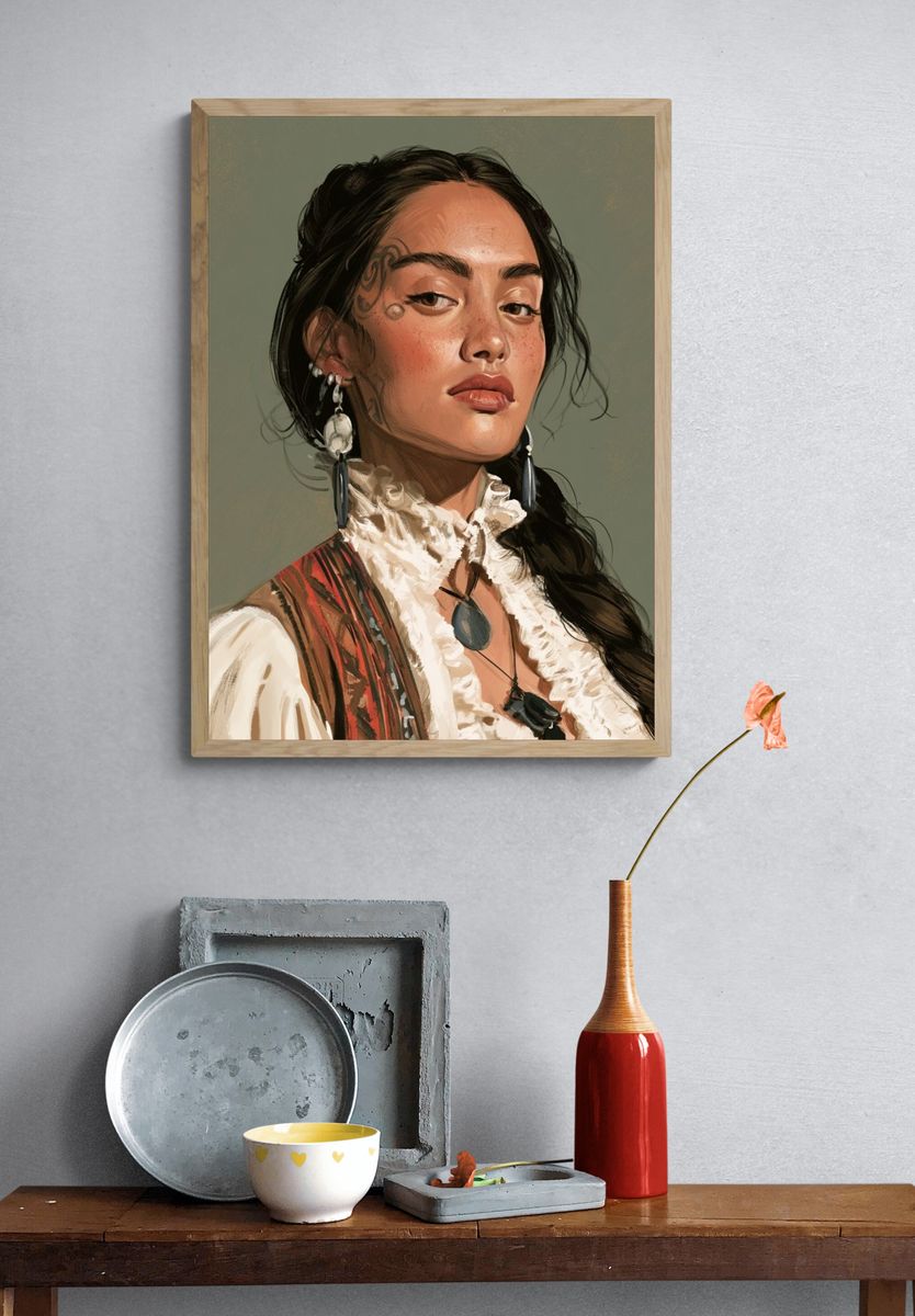 Tattooed Woman Portrait Print. — room view 3