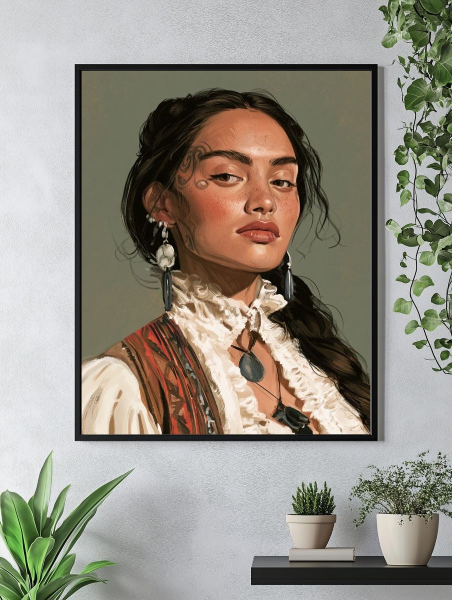 Tattooed Woman Portrait Print. — room view 4