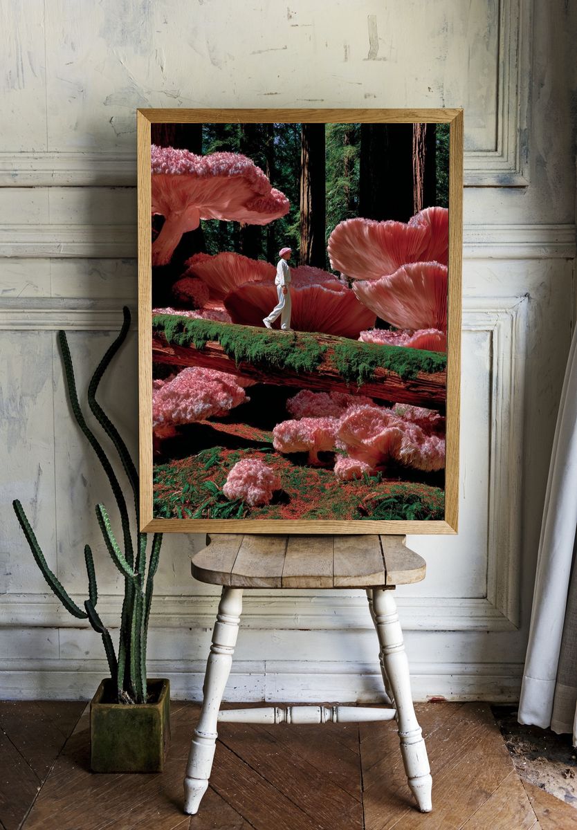 Surreal Mushroom Forest — Fine Art Print. room preview