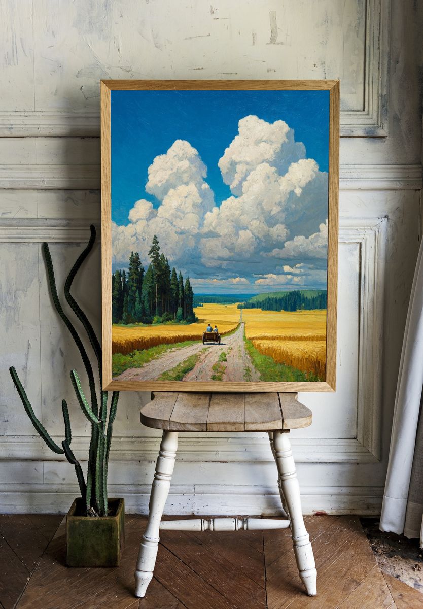 Golden Wheat Field Landscape Print. room preview
