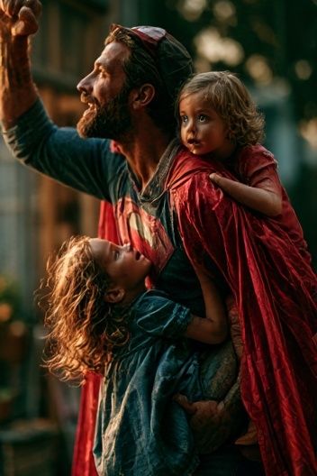 Father and Children Portrait Poster. poster detail