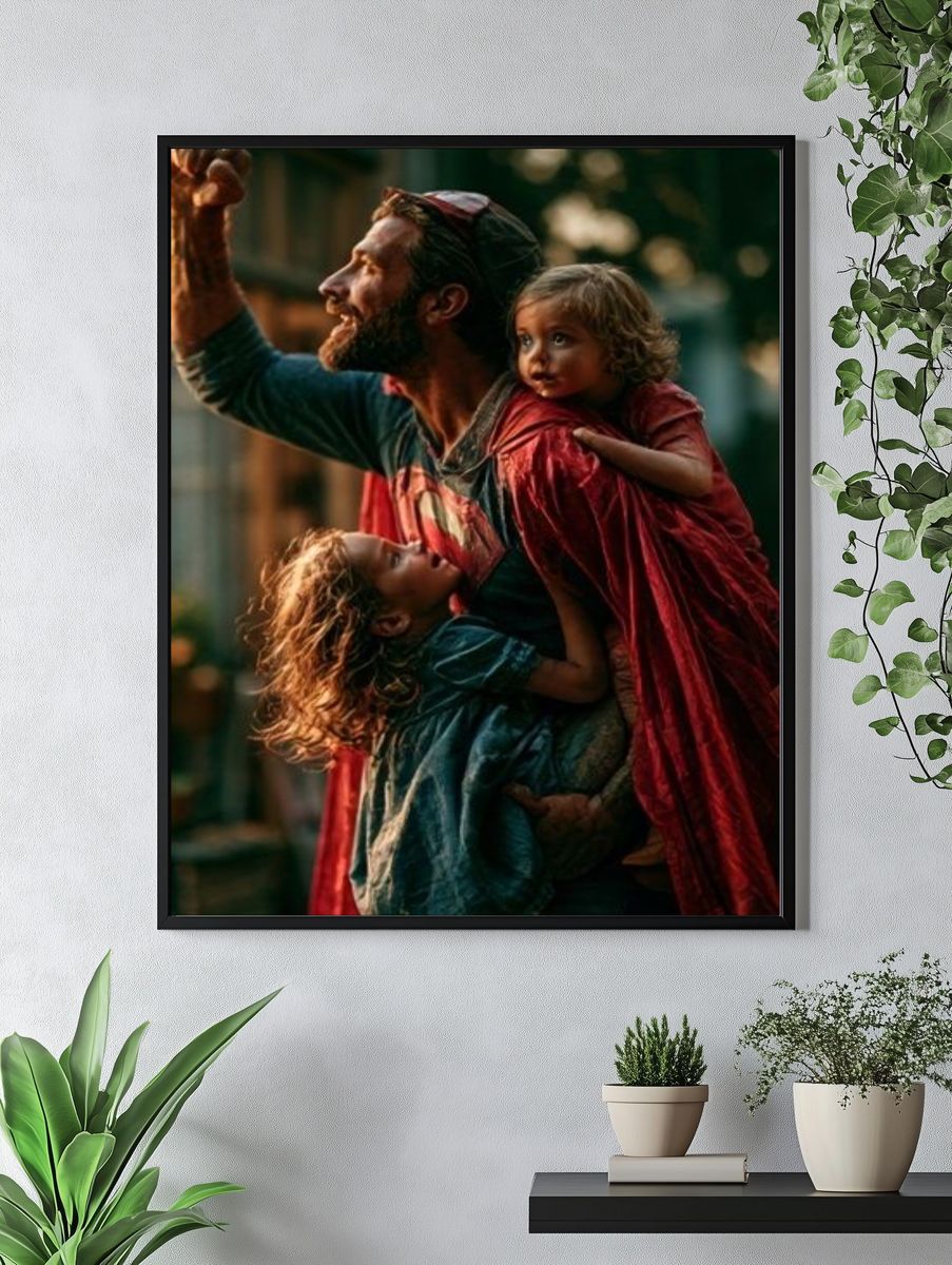 Father and Children Portrait Poster. — room view 4