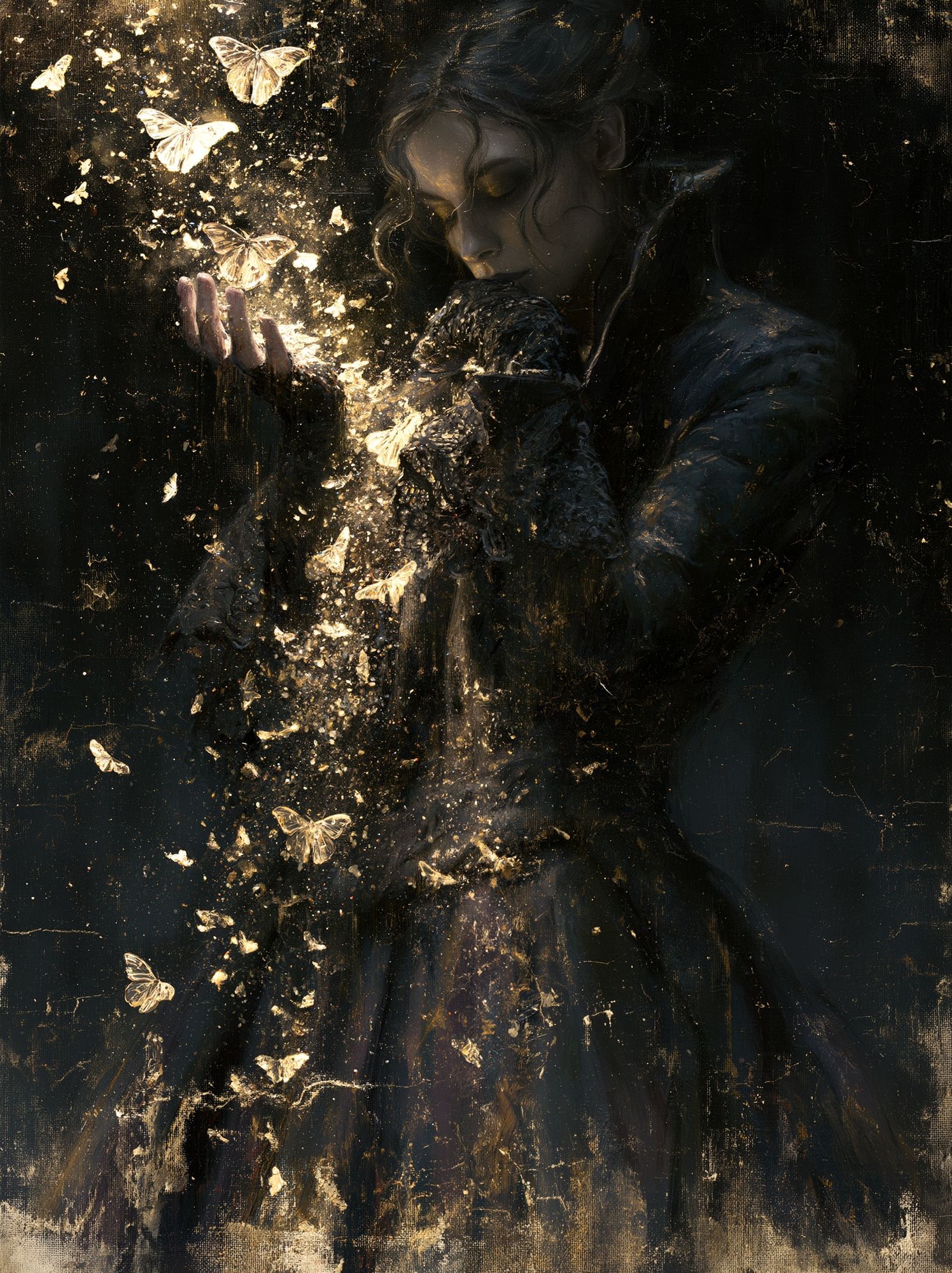 Golden Moth Portrait Print. poster — fine-art art
