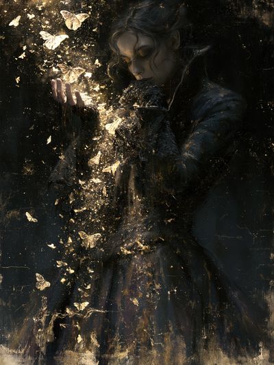 Golden Moth Portrait Print. poster