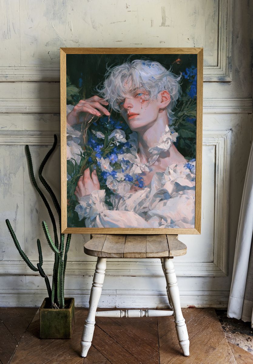 Blue Flower Portrait Fine-Art Print. — room view 1