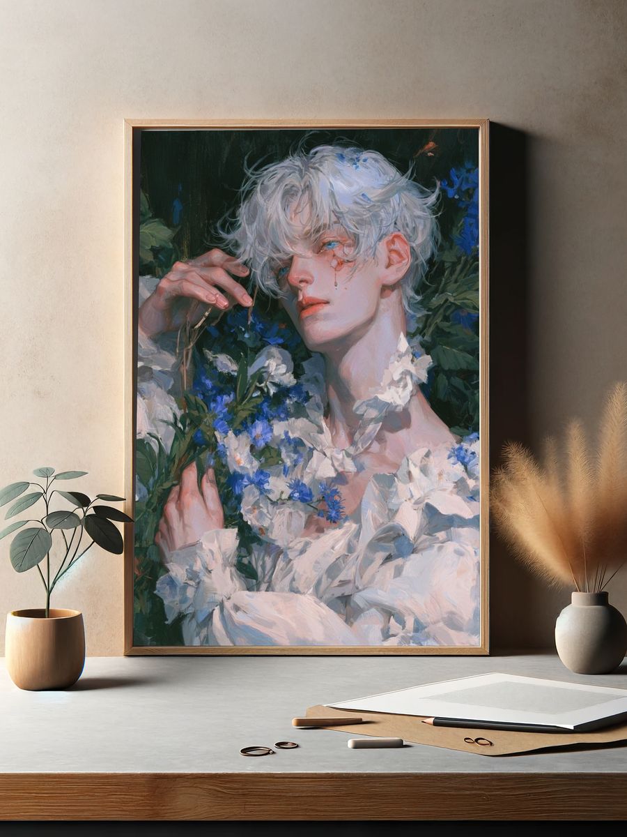 Blue Flower Portrait Fine-Art Print. — room view 2