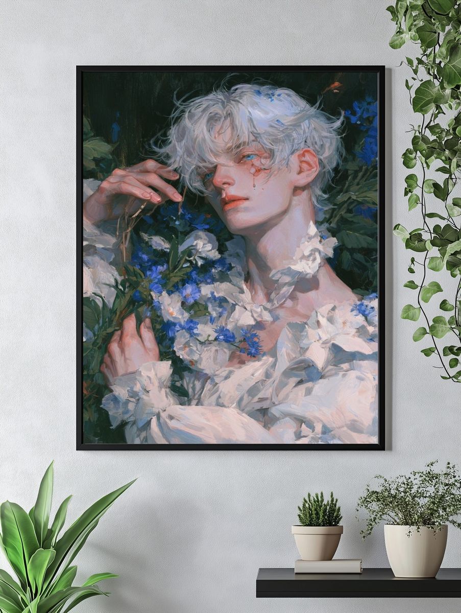 Blue Flower Portrait Fine-Art Print. — room view 4