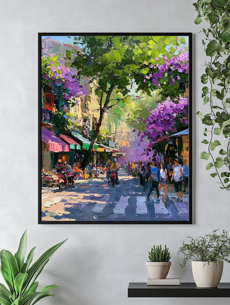 Bougainvillea Street Scene Print. — room view 4