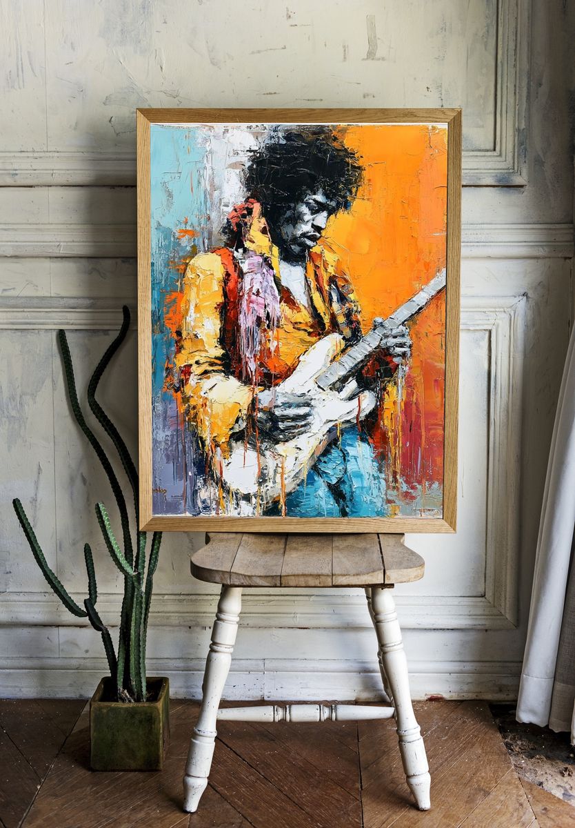 Jimi Hendrix Pop-Art Poster. — room view 1