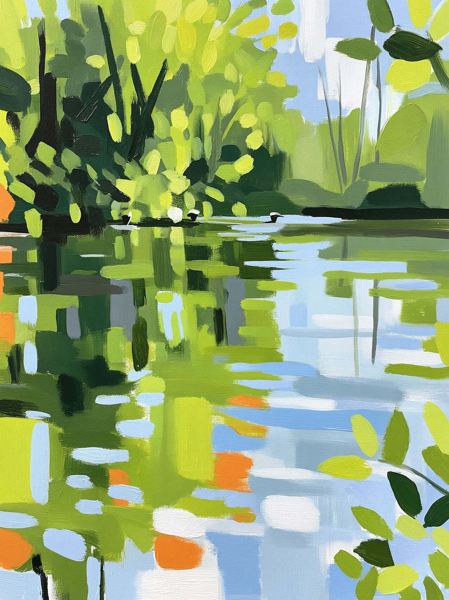 Lime Lake Reflection Abstract Print. poster detail